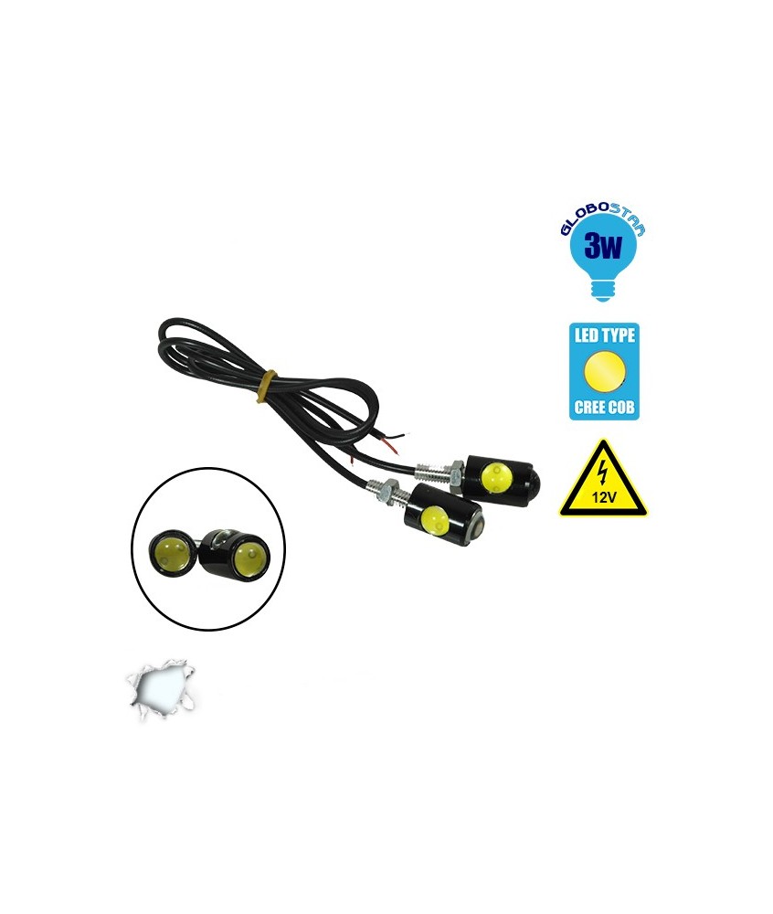 Σετ Φωτισμού LED Πινακίδας ή DRL για Αυτοκίνητα 3 Watt 12 Volt Ψυχρό Λευκό GloboStar 55200